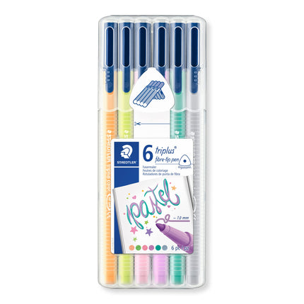 STAEDTLER 323 SB6CS1 1.0 mm Triplus Colour Fibre-Tip Pen, Pastel Colours, Pack of 6