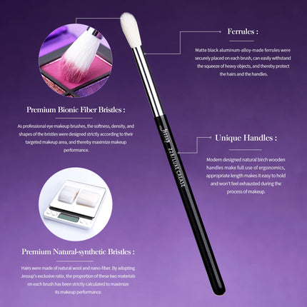 Jessup Eye Makeup Brushes Set Professional 15pcs with Eyeshadow Blending Concealer Eyebrow Eyliner Brush (Pearl Black/Silver)