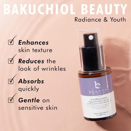 Face Serum - Bakuchiol Plant Based Alternate Serum for Face Anti Aging Serum with Hyaluronic Acid & Niacinamide Brightening Serum, Bakuchiol Serum, Anti Wrinkle Serum for Face (1 Fl Oz)