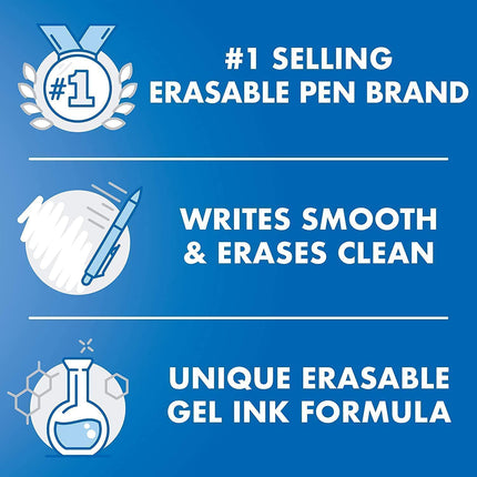 PILOT FriXion Ball Clicker Erasable Gel Ink Retractable Pen, Extra Fine Point, 0.5mm, White Barrel, Black Ink, 2 Pack