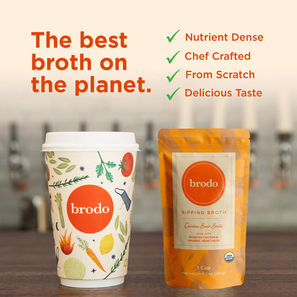 Buy Brodo Organic Broth in India | Nutrient-Dense Chef-Crafted Bone Broth in Single Serving Pouches | No Preservatives | 6x 8oz