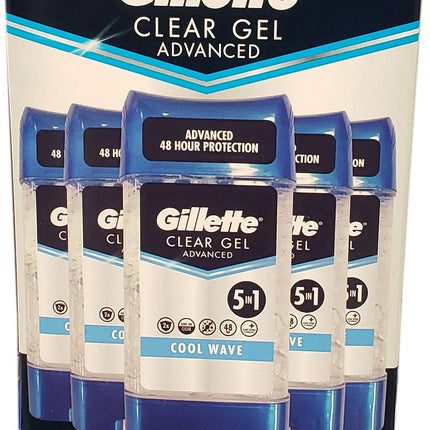 Gillette Advanced Clear Gel Antiperspirant Cool Wave 5 Pack Of 3.8 Ounce Net Wt 19 Ounce