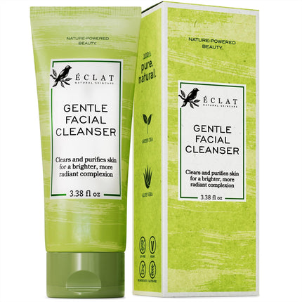 Gentle Facial Cleanser - Green Tea Face Wash + Aloe Vera, Vitamin C & E, All Natural Face Wash for Deep Cleansing - Hydrating & Nourishing Green Tea Cleanser, Moisturizing Face Wash for All Skin Type