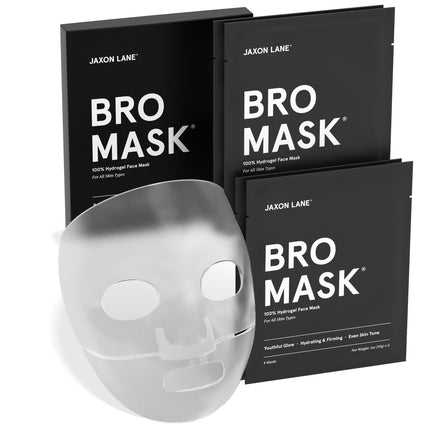 BRO MASK: Korean Face Mask for Men | 2 Pc. Hydrating Anti Aging Sheet Masks Contains Vitamin C, Vitamin E, Hyaluronic Acid, Hydrolyzed Collagen for Face Care & Acne Treatment by Jaxon Lane (4 Pack)