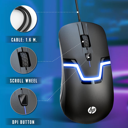 HP Wired RGB Gaming Mouse High Performance Mouse with Optical Sensor, 3 Buttons, 7 Color LED for Computer Notebook Laptop Office PC Home