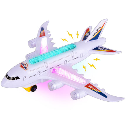 ArtCreativity Light Up Airplane Toy - Kids Airplane Toy with Takeoff Sounds, LED Lights, and Moving Wheels - Bump and Go Airplane Toy for Kids Ages 4-8 - Birthday Gift for Boys and Girls