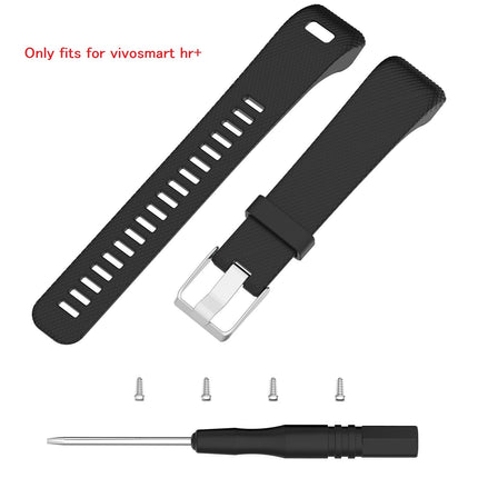 TenCloud Strap Compatible with Vivosmart HR+ Bands Replacement Striped Sport Straps with Tool Kits for Garmin vívosmart HR Plus Tracker (Black)