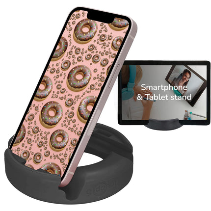 GoDonut – Phone Stand Original – Cell Phone Holder + iPad Stand Desk Organizer – Compatible with Tablet, iPhone, Kindle & Most Smartphones – Black