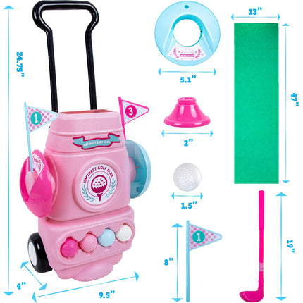 Hapinest Toddler Girl Toy Set - Golf Clubs, Balls, Holes, Putting Green, Bag & Tees for Kids Ages 3-5 Years Old