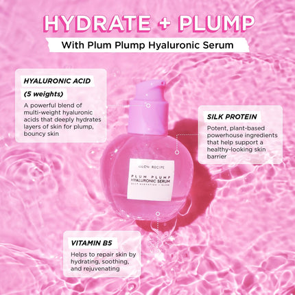 Glow Recipe Plum Plump Hyaluronic Acid Skin Care Serum - Hydrating Skincare + Face Serum for Women & Men with Antioxidant Plum + Vitamin B5 to Repair Skin Barrier & Lock-In Facial Hydration (30ml)