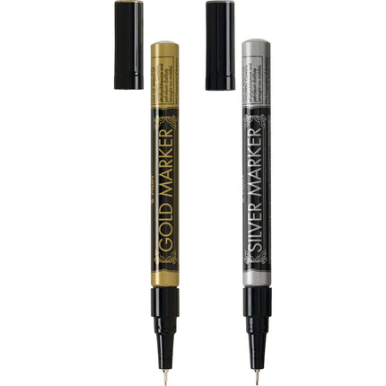 Pilot Metallic Permanent Paint Markers, 1 Each Gold & Silver, Extra Fine Point, Set of 2 (41400)