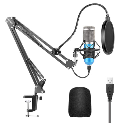 Neewer USB Microphone Kit, 192KHz/24BIT, Plug&Play, Cardioid Condenser Mic for Podcasting, Gaming, Singing - Blue