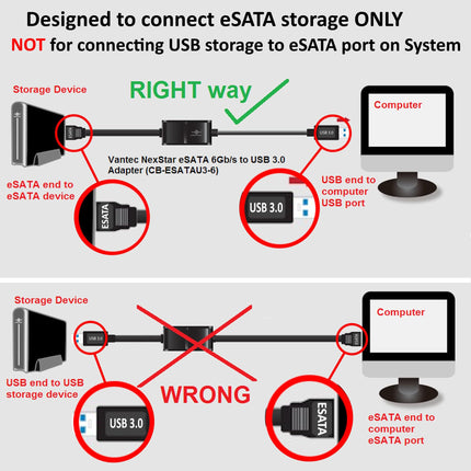 Vantec NexStar eSATA 6Gb/s to USB 3.0 Adapter (CB-ESATAU3-6)