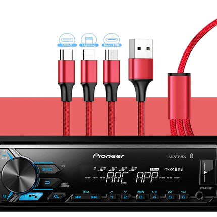 buy Pioneer MVH-X390BT Digital Media Receiver with Pioneer ARC app, MIXTRAX, Built-in Bluetooth and USB Direct Control for iPod/iPhone and Android Phones & zonoz 3 in 1 Multi USB Charging Cable in India