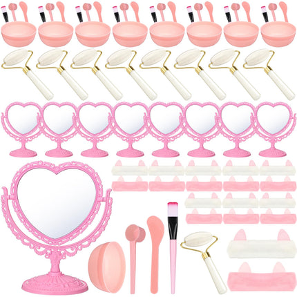 Buy Vertintong 8 Set Spa Party Supplies for Girls Including 8 Heart Shaped Stand Mirrors 8 Jade Roller for Face 8 Face Brushes Kit 8 Face Mask Mixing Bowl 8 Headband for Sleepover Birthday Party Favors in India