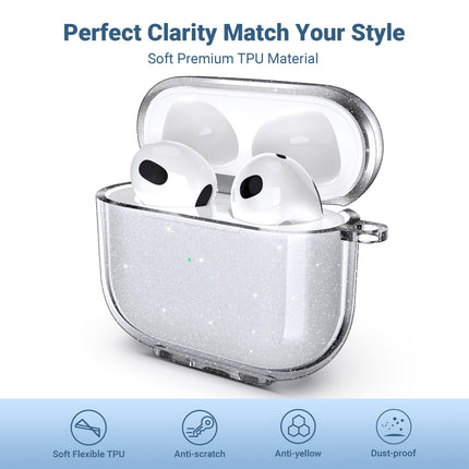 buy ULAK Compatible with AirPods 3 Case Clear Glitter Shockproof Transparent Soft TPU Protective Cover with Keychain for AirPods 3rd Generation 2021 Front Led Visible in India