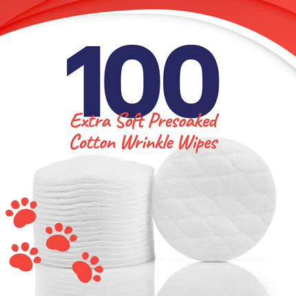 Petpost | Bulldog Wrinkle Wipes for Dogs - Cleans and Soothes Pug Wrinkles and Folds - Ultra Soft Cotton Pads in Coconut Oil Solution 100 ct.