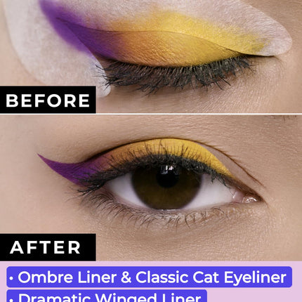 Eyeliner Stencils | Cat Eyeliner Stencil & Winged Eyeliner Tool | Made in USA & Created by Celebrity Makeup Artist | Reusable and Flexible Eyeliner Tape & Eyeshadow Tape | 24 Stencils