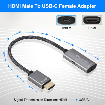 Elebase HDMI Male to USB-C Female Cable Adapter with Micro USB Power Cable,HDMI Input to USB Type C 3.1 Output Converter,4K 60Hz Thunderbolt 3 Adapter for New MacBook Pro,Mac Air,Microsoft Surface