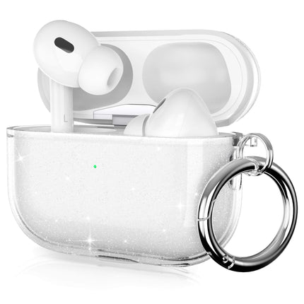 ULAK Compatible Airpods Pro 2/1 Case Clear Glitter, Design Soft TPU Airpods Pro 2nd Generation Case Cover 2022/2019 with Ring Keychain Shockproof Protecitve Cover for AirPods Pro, Shining Glitter