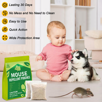 Lousye 12 Pouches Rodent Repellent, Mighty Mint Mouse Repellent,Environmentally Friendly and Humane Mouse Trap for Home, Car Engines, Pest Control for Indoor (white-12)
