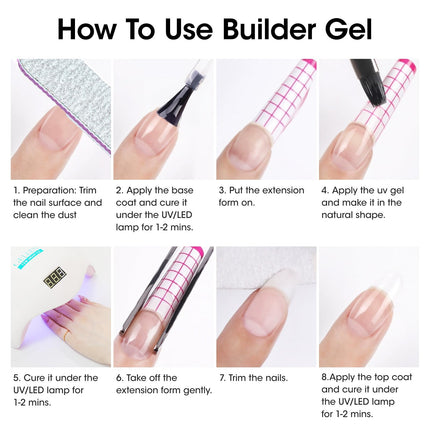 GELLEN Builder Gel Kit - Nail Extension Gel Nude Pinks White Light Orange Builder Nail Gel Kit 4 Colors Hard Nail Gel Builder 15ml