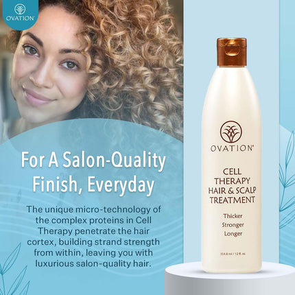 Ovation Hair Cell Therapy Hair & Scalp Treatment for Women - For All Hair Types - 12 oz - Helps Reduce Hair Breakage, Split Ends - No Sulfates or Parabens - With Biotin, Vitamin B5, and Aloe Vera