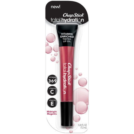 ChapStick Total Hydration Vitamin Enriched Midnight Magenta Tinted Lip Oil Tubes, Lip Care - 0.24 Oz Each, 1 Count