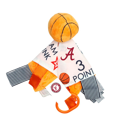 Alabama College Crinkle Learning Lovey Sensory Plush Blanket - Tag Toys for Babies - Baby Stroller Toys - Sports Team Pride MVP Registry Gift w/Stroller Clip (10x10 Basketball)