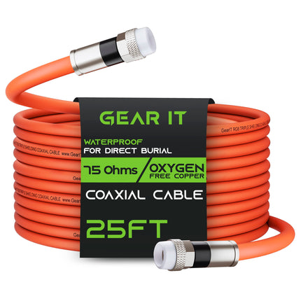 buy GearIT Coaxial Cable for Direct Burial (200ft) RG6 70 Ohm RF Rubber Boot Waterproof Underground in-Wall with Rubber Boot, High-Speed Internet, Broadband, Digital TV Aerial, Satellite Cable 200 Feet in India.