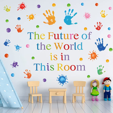 Colorful Inspirational Quotes Wall Decals Vinyl Paint Splatter Handprint Wall Stickers Motivational Sticker Positive Saying Wall Decals for Classroom School Kids Bedroom Playroom Nursery Wall Decor