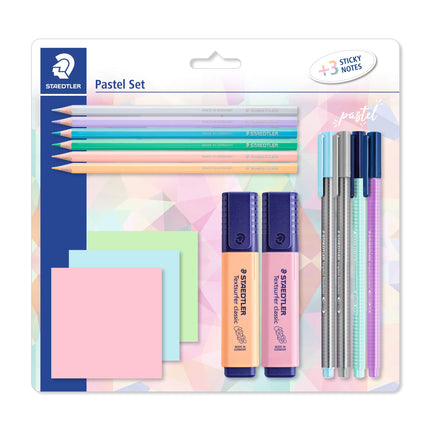 Buy STAEDTLER 61 SBK2 PA Pastel mixed stationery set with colouring pencils, triplus fineliners, tri in India.
