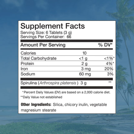 Nutrex Hawaii, Pure Hawaiian Spirulina 500 mg, Vegan, Supports Immune System, Heart, Cells and Energy, 400 Tablets