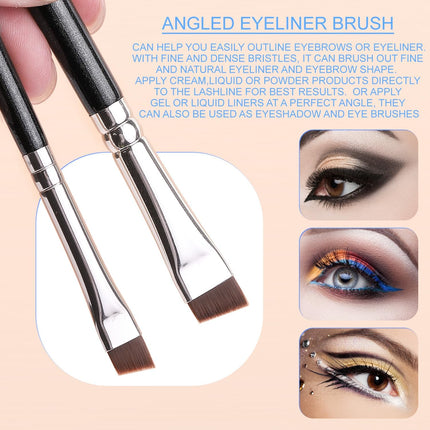 KINGMAS Angled Eyeliner Brush Set, 7Pcs Gel Eye Liner Makeup Brushes, Ultra Thin Liner Brush, Fine Point Eyeliner Brushes for Women Girls