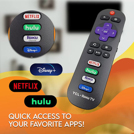 OEM Remote Control for TCL Roku TV No Pairing includes Volume Control Buttons & Netflix, Hulu, Roku Channel