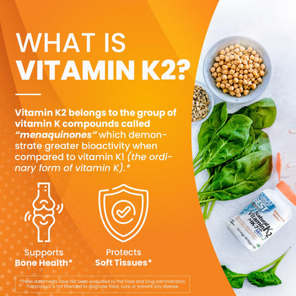 Doctor's Best Natural Vitamin K2 Mk-7 with MenaQ7, 100mcg Vitamin K2 Supplement Supports Bone Health, Non-GMO, 60 Veggie Capsules