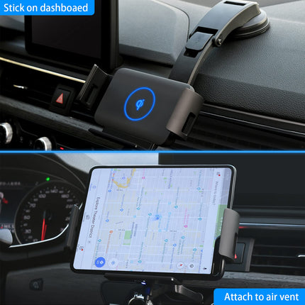 Wireless Car Charger Mount Compatible with Galaxy S24 Ultra/S24/S24+/S23 Ultra/S23/S22 Ultra/Note20, Car Phone Holder Wireless Charger for iPhone 15/14/13/12/11 Series, Auto Clamp Air Vent Car Mount