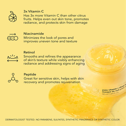 Buy Saturday Skin Yuzu Vitamin C Sleep Overnight Face Mask Skin Care Retinol Niacinamide Face Moisturize in India