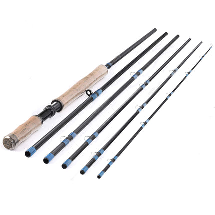 CHANNELMAY 13‘ 8/9 Carbon Spey Fly Fishing Rod Pole Double Hand 6 Pieces Sections Medium-Fast Freshwater and Saltwater Fishing