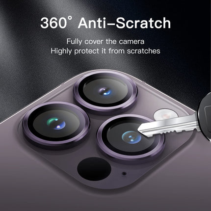 JETech Camera Lens Protector for iPhone 14 Pro 6.1-Inch and iPhone 14 Pro Max 6.7-Inch, 9H Tempered Glass Metal Individual Ring Cover, HD Clear, 3-Pack (Deep Purple)