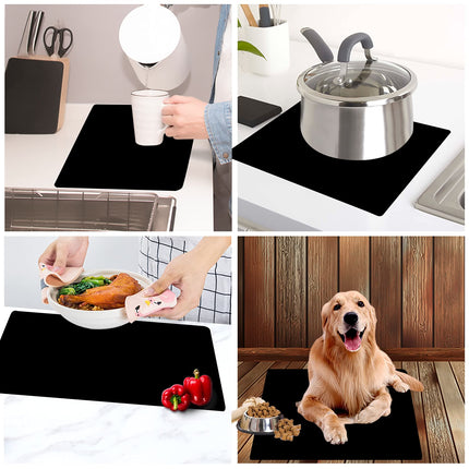 wellhouse Extra Large Mulitpurpose Silicone Nonstick Pastry Mat Countertop Protector Heat Resistant Nonskid Table Mat (23.6by15.7 Inch, Black-1)