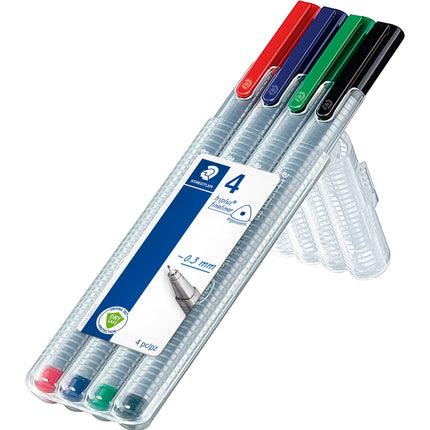 Buy STAEDTLER 334 SB4 Triplus Fineliner Superfine Pen, 0.3mm Line Width - Assorted Office Colours (Desktop Box of 4) in India India