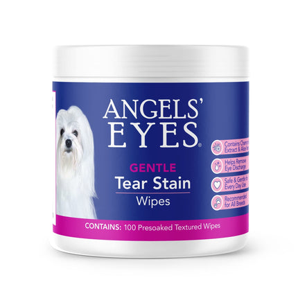 ANGELS' EYES Gentle Tear Stain Wipes for Dogs and Cats | 100 ct Presoaked & Textured Eye & Face Wipes | Remove Discharge & Mucus Secretions