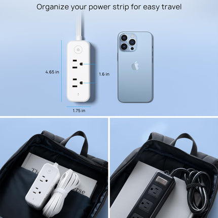 TROND Flat Plug Surge Protector, Flat Extension Cord 10ft, 6 Widely Spaced Outlets and 3 USB Ports (1 USB C), 1440J Surge Protector, Wall Mountable, Power Strip for Home Travel Dorm Room, White