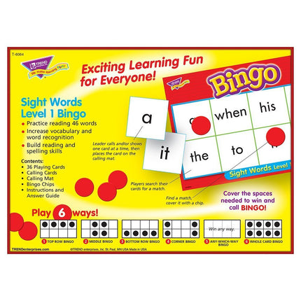 Buy TREND ENTERPRISES: Sight Words Level 1 Bingo Game, Exciting Way for Everyone to Learn, Play 6 Different Games in India.