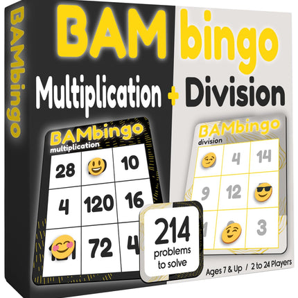 Math Flash Cards Bingo Game - Educational Board Game - Teacher Designed Learning for Elementary Classroom & Homeschool (Multiplication and Division)