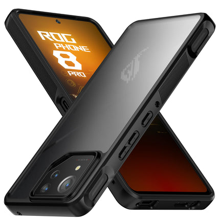 Foluu Slim Fit Case for Asus ROG Phone 8/8 Pro - Translucent Matte Hard PC Back & Soft TPU Bumper, Shockproof Protective Case for Asus ROG Phone 8/8 Pro 2024 (Black)