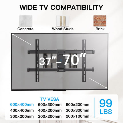 buy PERLESMITH Corner TV Wall Mount for 37-70 Inch LED, LCD 4K Flat Curved Screen TVs up to 99 lbs, Corner TV Mount Bracket with Dual Articulating Arms, Swivel, Tilt, Extension, Max VESA 600x400mm, PSCLF1 in india