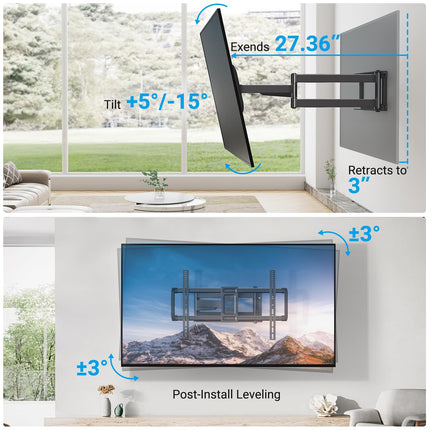 Buy PERLESMITH Full Motion TV Wall Mount for 37-75 inch TVs in India.