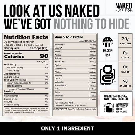 Buy NAKED Nutrition Naked Bone Broth - Beef Bone Broth Protein Powder - 20G Protein, Only 1 Ingredient - in India.